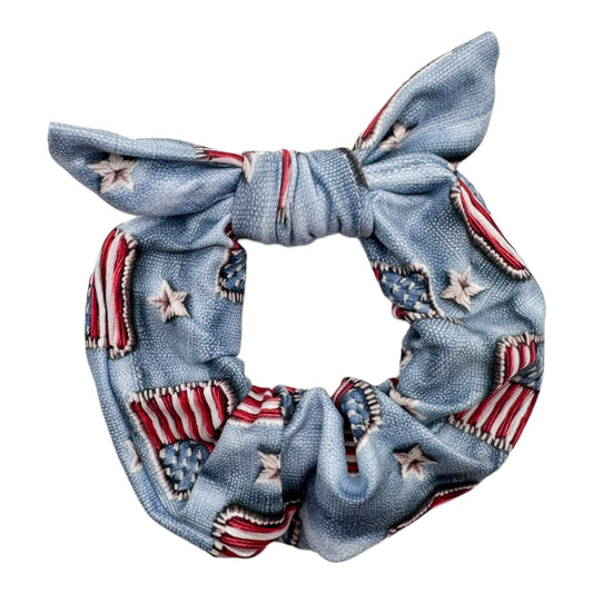 FLAGS ON DENIM - BOW SCRUNCHIE
