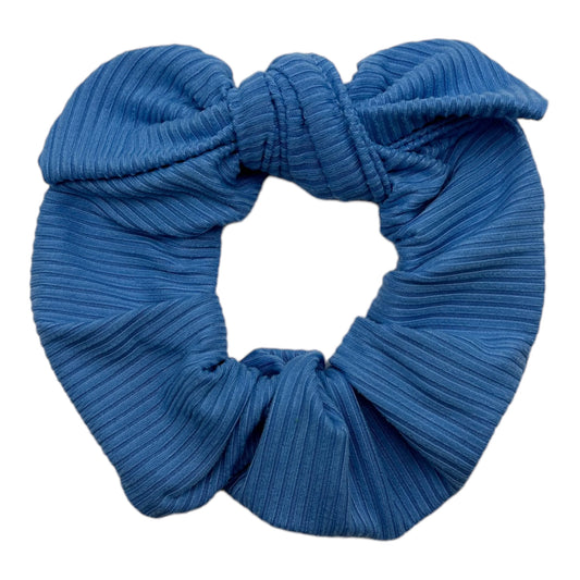 CAROLINA BLUE - SMALL RIBBED - BOW SCRUNCHIE