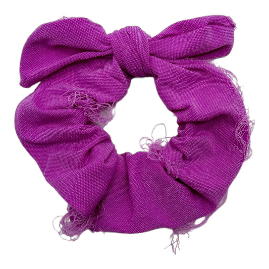 PURPLE - DISTRESSED - BOW SCRUNCHIE