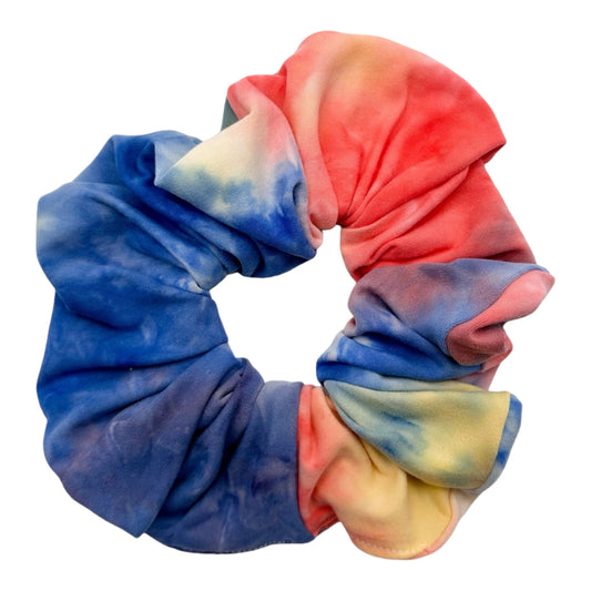 YELLOW/BLUE/CORAL TIE-DYE - OVERSIZED SCRUNCHIE