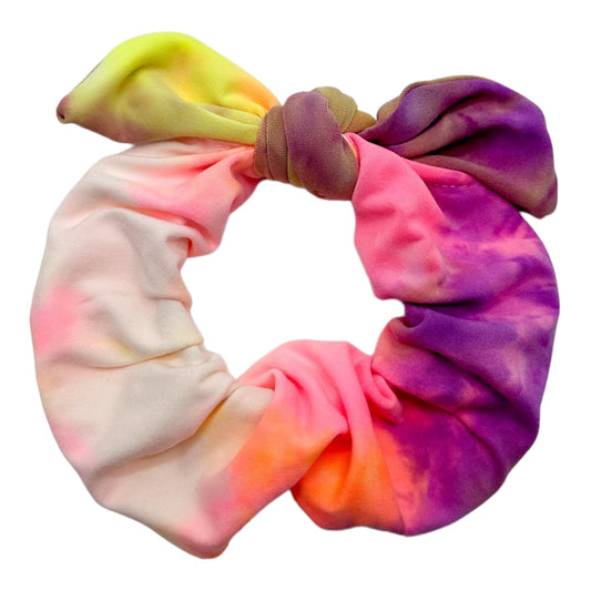 PURPLE/YELLOW/PINK TIE-DYE - BOW SCRUNCHIE