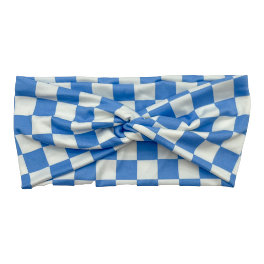 BLUE & WHITE CHECKERS - FRONT KNOT