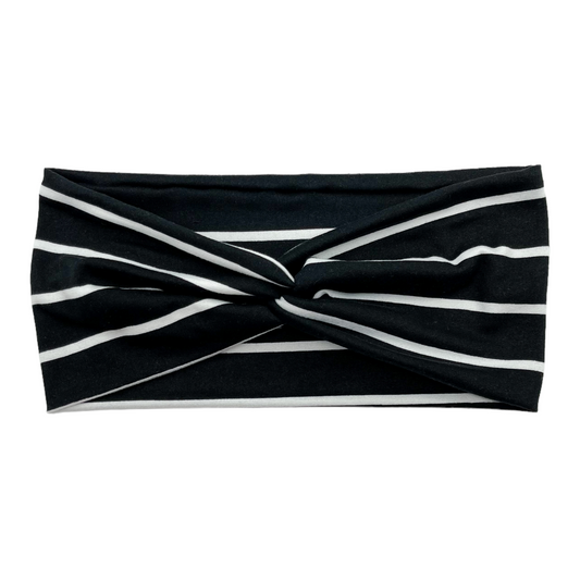 BLACK W/ WHITE STRIPE - FRONT KNOT
