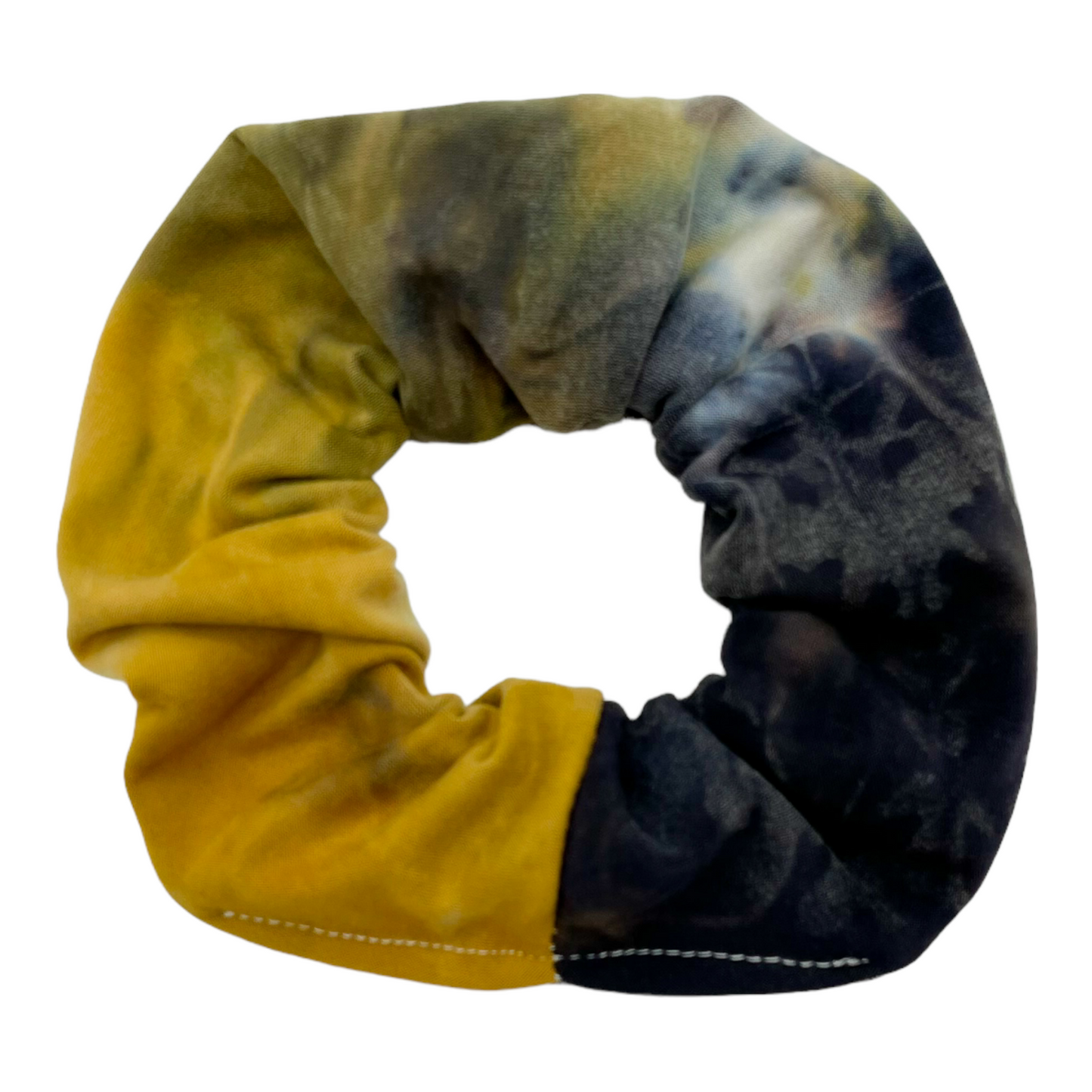 YELLOW & NAVY TIE-DYE - SCRUNCHIE