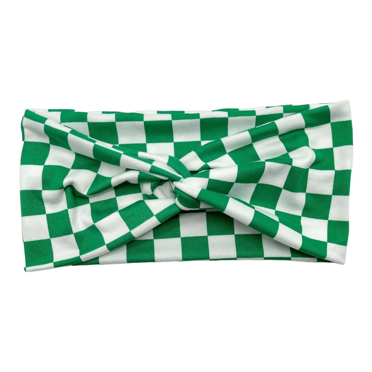 GREEN & WHITE CHECKERS - FRONT KNOT