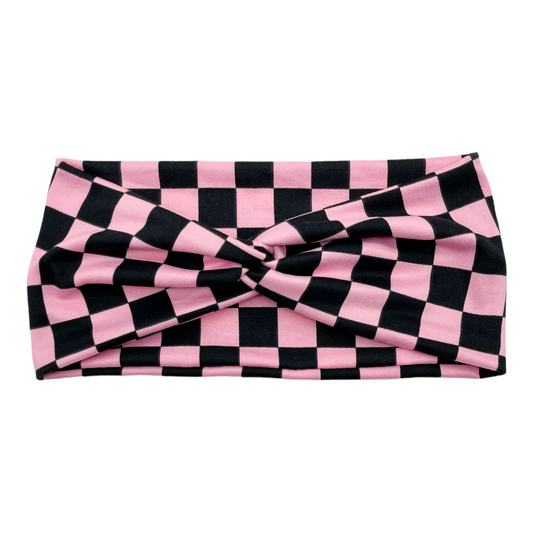 BLACK & PINK CHECKERS - FRONT KNOT