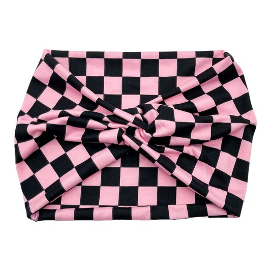 BLACK & PINK CHECKERS - THICK KNOT