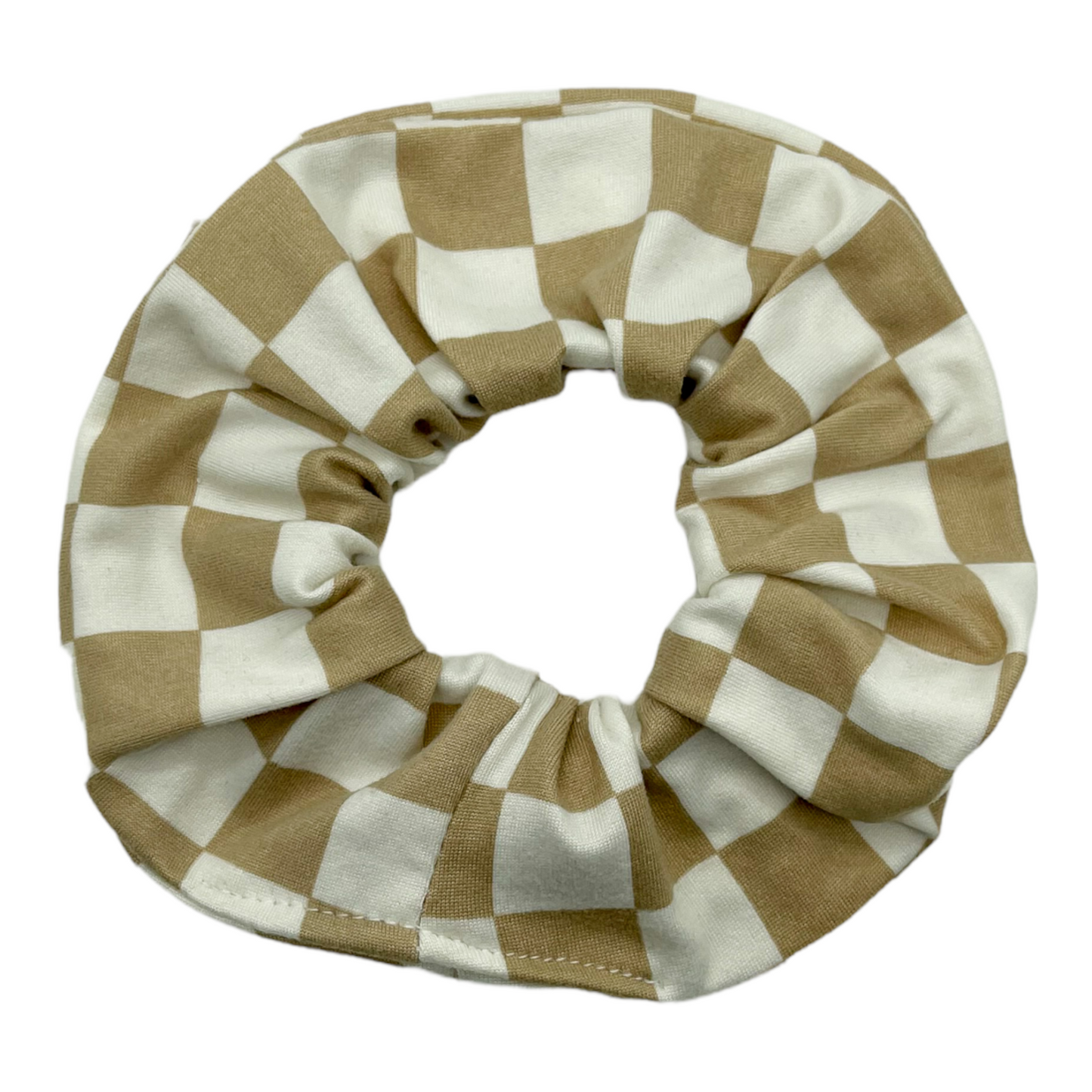 TAUPE CHECKERS - SCRUNCHIE
